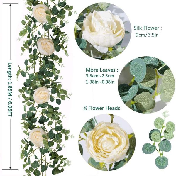 decorative flowers & wreaths 6ft artificial rose vine fake flower garland decorations hanging eucalyptus with champagne for wedding arch
decorative flowers & wreaths 6ft artificial rose vine fake flower garland decorations hanging eucalyptus with champagne for wedding arch