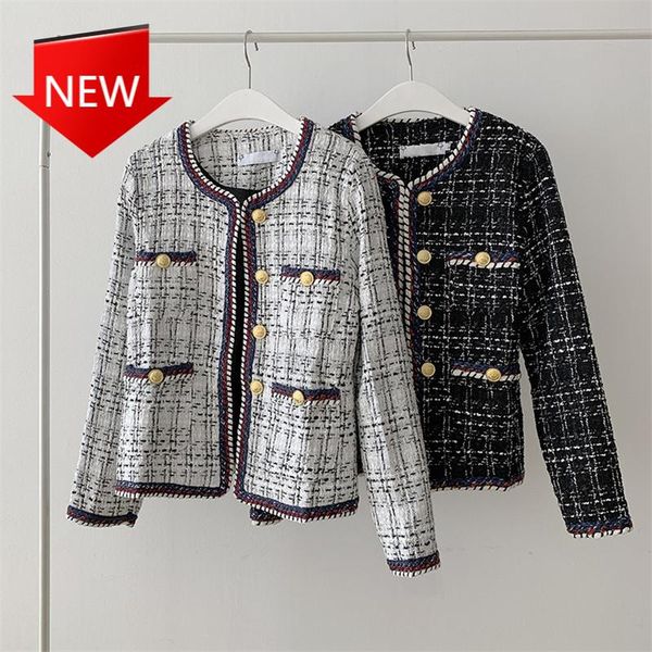 korean loose metal buttons autumn winter outwear elegant plaid tweed jackets women o-neck long sleeve vintage jacket coat, Black;brown
korean loose metal buttons autumn winter outwear elegant plaid tweed jackets women o-neck long sleeve vintage jacket coat, Black;brown