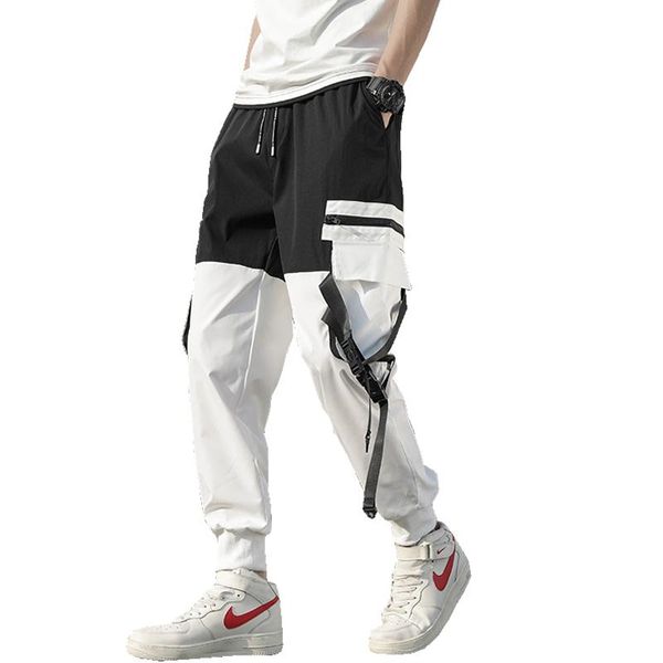 men's pants men hip hop buckle ribbons cargo male side pockets streetwear trousers, Black
men's pants men hip hop buckle ribbons cargo male side pockets streetwear trousers, Black