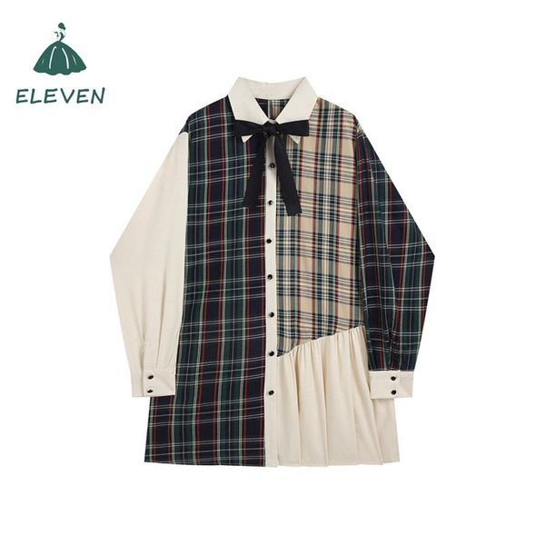 women's blouses & shirts harajuku retro plaid shirt women's long-sleeved dress streetwear loose bow stitching outer wear commuter, White
women's blouses & shirts harajuku retro plaid shirt women's long-sleeved dress streetwear loose bow stitching outer wear commuter, White