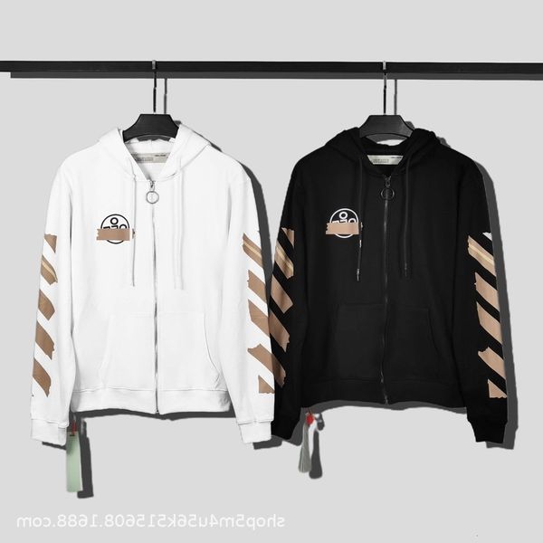 version 2021 autumn winter correct new off style round badge rubber strip zipper men's and women's sweater coat, Black
version 2021 autumn winter correct new off style round badge rubber strip zipper men's and women's sweater coat, Black