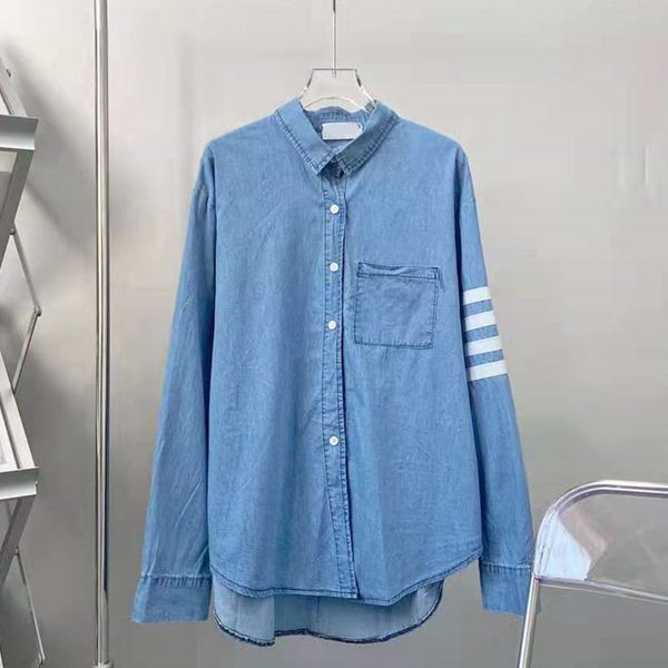 21 spring and summer new trendy brand tb wash simple casual boyfriend style comfortable aging young couple cowboy shirt, White
21 spring and summer new trendy brand tb wash simple casual boyfriend style comfortable aging young couple cowboy shirt, White