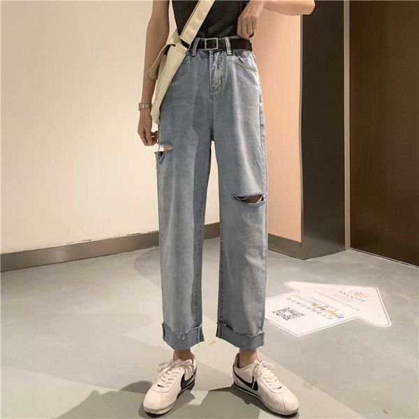 korean version summer ins loose straight cut jeans women's high waist show thin beggar wide leg capris fashion, Blue
korean version summer ins loose straight cut jeans women's high waist show thin beggar wide leg capris fashion, Blue