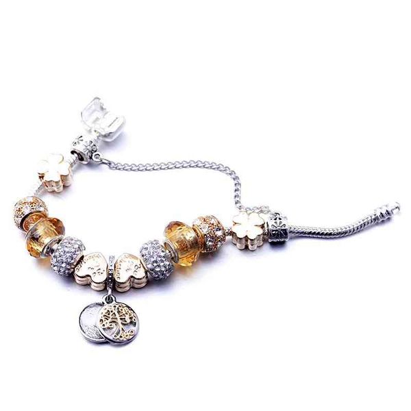 pandora diy beaded bracelet female classic golden genealogy love for girlfriend, Golden;silver 
pandora diy beaded bracelet female classic golden genealogy love for girlfriend, Golden;silver