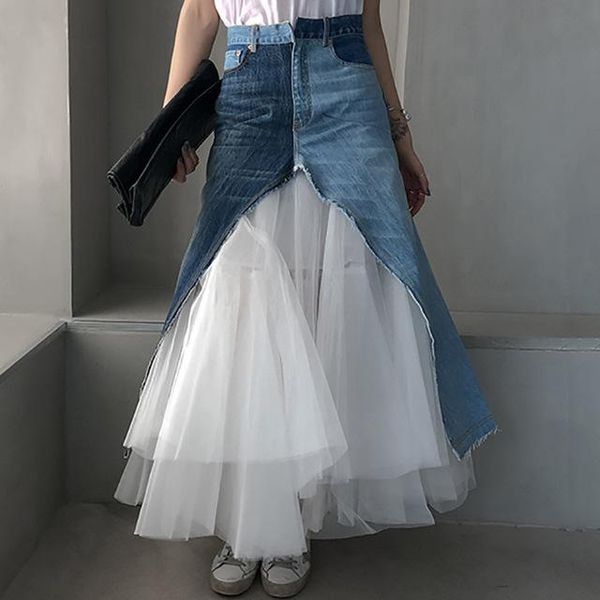 skirts runway women long maxi jeans tutu tulle splice mesh ball gown fashion designer luxury denim skirt 2021, Black
skirts runway women long maxi jeans tutu tulle splice mesh ball gown fashion designer luxury denim skirt 2021, Black