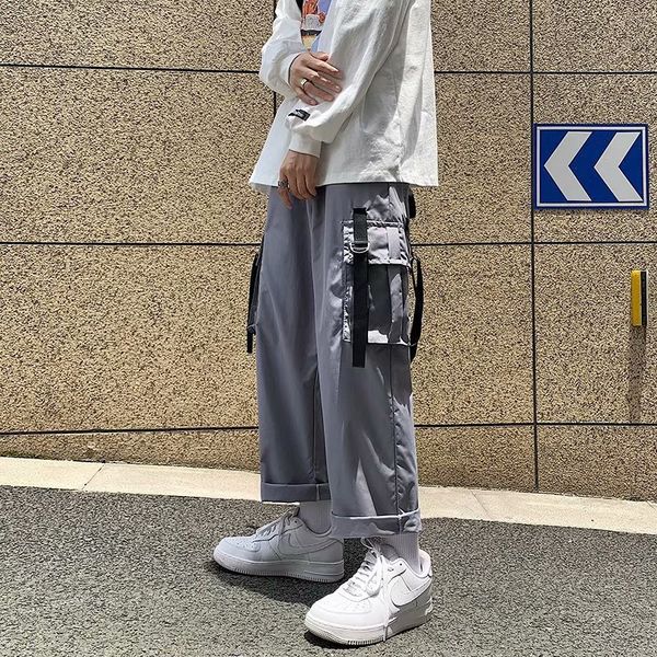 men's pants summer new trend handsome tooling functional wind casual pants japanese loose wild drawstring trousers, Black
men's pants summer new trend handsome tooling functional wind casual pants japanese loose wild drawstring trousers, Black