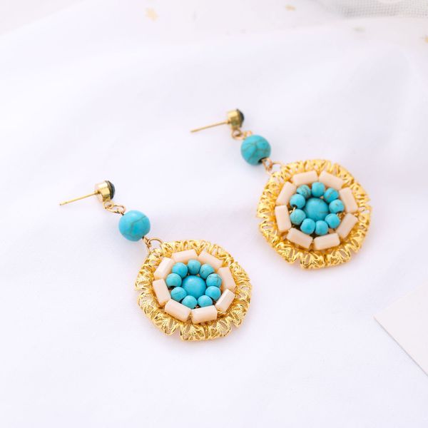 women earring bohemian big hyperbole statement ethnic studs vintage turquoise stone crystal earrings western jewelry, Golden;silver
women earring bohemian big hyperbole statement ethnic studs vintage turquoise stone crystal earrings western jewelry, Golden;silver