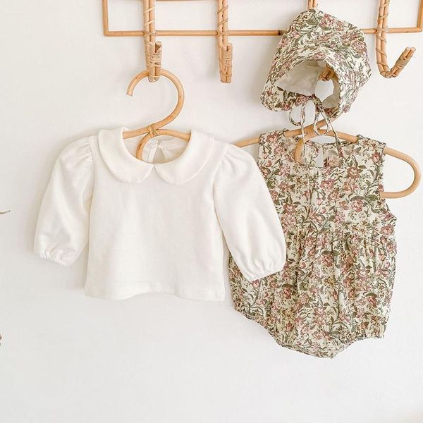 rompers infant baby girls clothes suit cotton long sleeve t-shirt+flower romper+hat toddler girl jumpsuit korean style, Blue
rompers infant baby girls clothes suit cotton long sleeve t-shirt+flower romper+hat toddler girl jumpsuit korean style, Blue