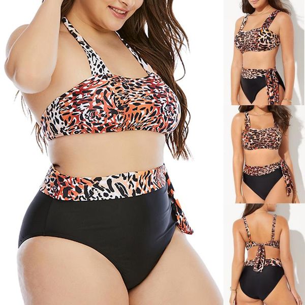 2021 new summer bathing suit beach bikini set women's fashion leopard print splicing split halter large size swimwear biquinis, White;black
2021 new summer bathing suit beach bikini set women's fashion leopard print splicing split halter large size swimwear biquinis, White;black