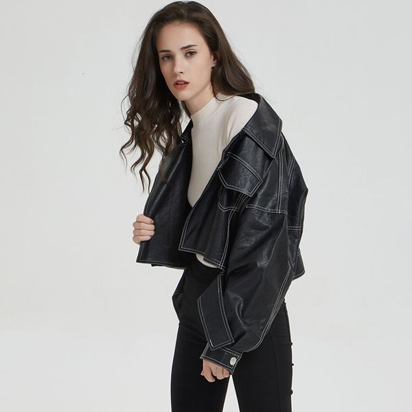 new women faux leather jackets 2020 pu motorcycle biker coats autumn female outwear fashion black coat loose sportswear ll012 ru32
new women faux leather jackets 2020 pu motorcycle biker coats autumn female outwear fashion black coat loose sportswear ll012 ru32