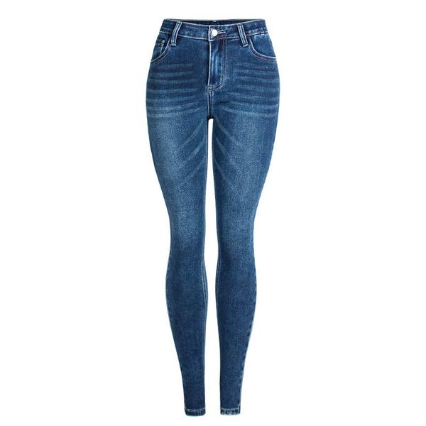women's jeans european and american feet washed high elastic mid-waist slim trousers, Blue
women's jeans european and american feet washed high elastic mid-waist slim trousers, Blue
