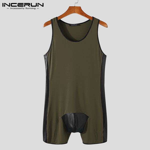 2021 new pajamas rompers patchwork homewear o neck sleeveless fitness jumpsuit cozy fashion men bodysuit nightwear s-5xl incerun kkv2, Black;brown
2021 new pajamas rompers patchwork homewear o neck sleeveless fitness jumpsuit cozy fashion men bodysuit nightwear s-5xl incerun kkv2, Black;brown