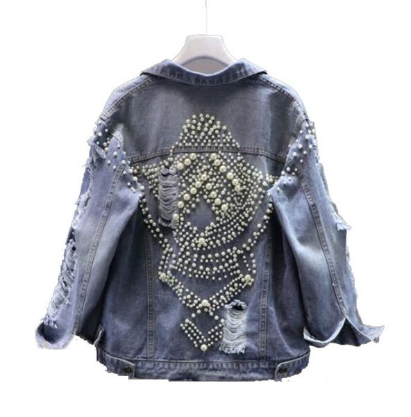 women's jackets 2021 pearls beading denim clothing for women autumn diamond jacket vintage harajuku coat female loose jean, Black;brown
women's jackets 2021 pearls beading denim clothing for women autumn diamond jacket vintage harajuku coat female loose jean, Black;brown