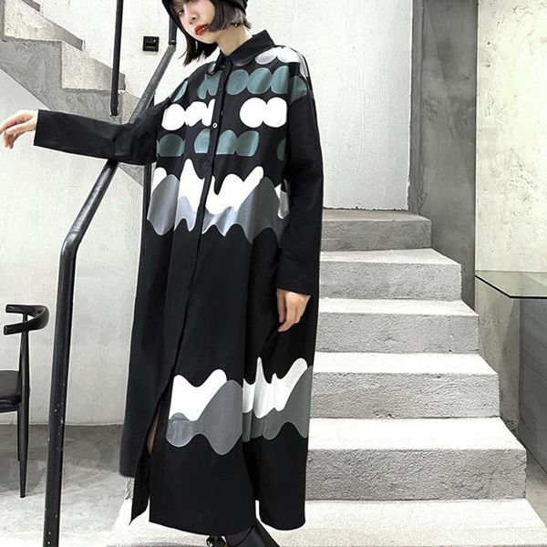 casual dresses xuxi 2021 spring autumn single breasted dress women stitching fashion printing loose and thin over the knee long skirt e3397, Black;gray
casual dresses xuxi 2021 spring autumn single breasted dress women stitching fashion printing loose and thin over the knee long skirt e3397, Black;gray