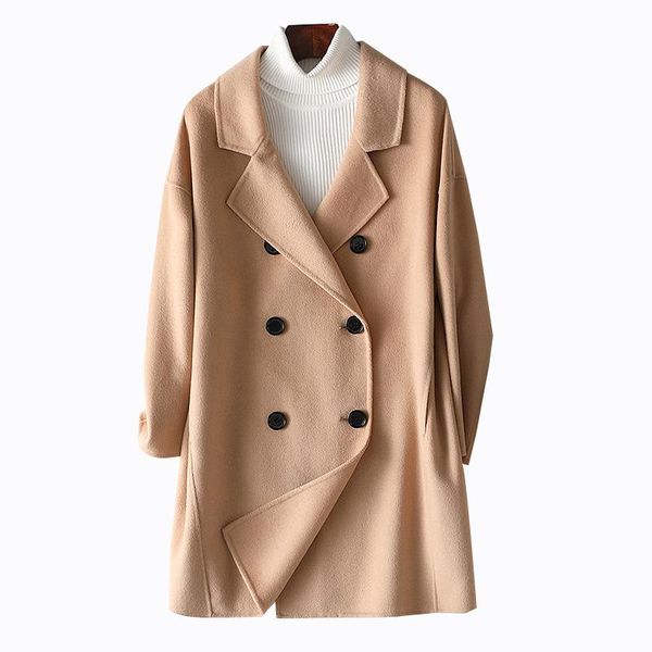 women's wool & blends luxury cashmere jackets double-sided 100% coat casaco feminino korean vintage autumn winter women clothes 2021, Black
women's wool & blends luxury cashmere jackets double-sided 100% coat casaco feminino korean vintage autumn winter women clothes 2021, Black