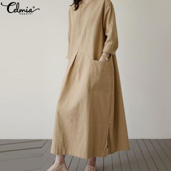casual dresses vintage linen shirt women long sleeve dress 2021 celmia autumn loose pockets female vestidos solid pleated robe plus size, Black;gray
casual dresses vintage linen shirt women long sleeve dress 2021 celmia autumn loose pockets female vestidos solid pleated robe plus size, Black;gray