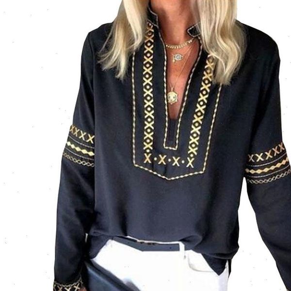 plus size women ethnic geometric print v neck long sleeve casual blouse loose shirt solid girl clothing fashion, White
plus size women ethnic geometric print v neck long sleeve casual blouse loose shirt solid girl clothing fashion, White