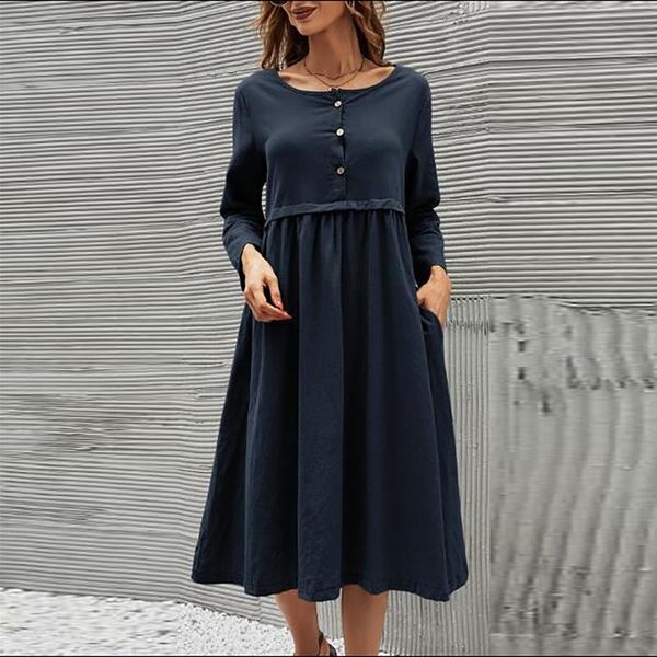 casual dresses boho womens loose button long dress pocket solid color sleeve fashion ladies autumn, Black;gray
casual dresses boho womens loose button long dress pocket solid color sleeve fashion ladies autumn, Black;gray