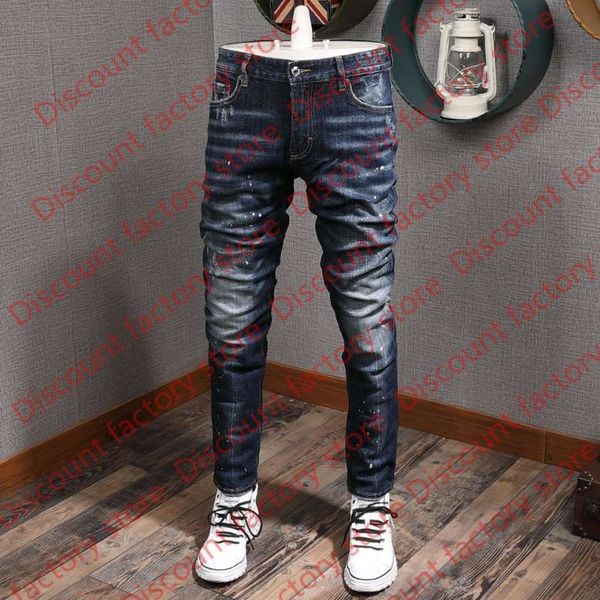 italian style fashion men jeans vintage dark blue slim fit ripped denim pants streetwear designer hip hop trousers
italian style fashion men jeans vintage dark blue slim fit ripped denim pants streetwear designer hip hop trousers