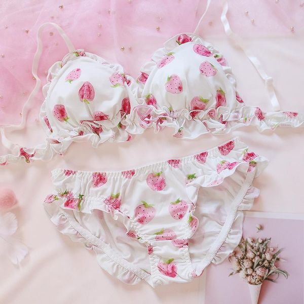 bras sets japanese sweet cute cartoon soft girls underwear strawberry fruit triangle cup bra set lenceria mujer dessous lingerie femme, Red;black
bras sets japanese sweet cute cartoon soft girls underwear strawberry fruit triangle cup bra set lenceria mujer dessous lingerie femme, Red;black