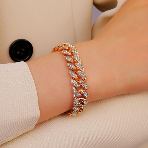 link, chain punk bar gold color thick bracelet for women 2021 trend metal inlay crystal bangle hip hop luxury jewelry, Black
link, chain punk bar gold color thick bracelet for women 2021 trend metal inlay crystal bangle hip hop luxury jewelry, Black