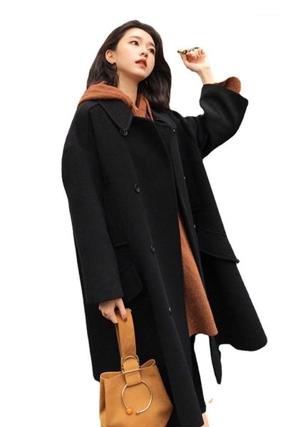 women's wool & blends loose woolen coat winter thickening single-breasted lapel fashionable casual temperament commuter 2021 w33, Black
women's wool & blends loose woolen coat winter thickening single-breasted lapel fashionable casual temperament commuter 2021 w33, Black