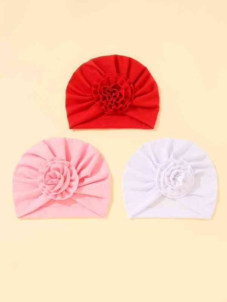 3pcs baby flower decor ruched hat she, Yellow 
3pcs baby flower decor ruched hat she, Yellow