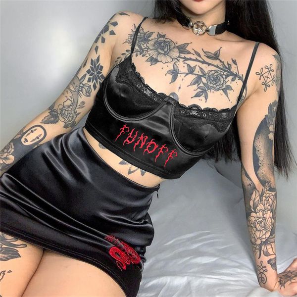 slim letter embroidery splice lace crop tank women gothic dark bodycon backless camsi fashion street club top, White
slim letter embroidery splice lace crop tank women gothic dark bodycon backless camsi fashion street club top, White