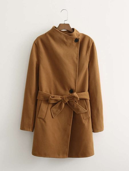 wind autumn women's stand collar wool coat, Black;brown
wind autumn women's stand collar wool coat, Black;brown