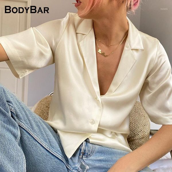 women's blouses & shirts summer short-sleeved satin blouse single-breasted button elegant shirt nightclub women blusas spring pure colo, White
women's blouses & shirts summer short-sleeved satin blouse single-breasted button elegant shirt nightclub women blusas spring pure colo, White