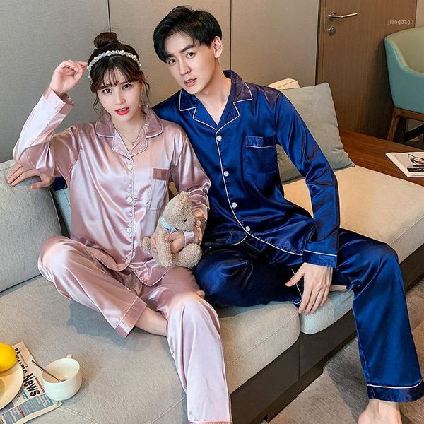 men's sleepwear solid color silk satin pajamas couple set long button-down pyjamas suit pijama women men loungewear, Black;brown
men's sleepwear solid color silk satin pajamas couple set long button-down pyjamas suit pijama women men loungewear, Black;brown