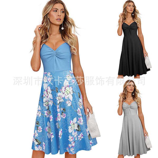 summer 2021 women's sleevels slim drs v-neck printing loose sling drs, Black
summer 2021 women's sleevels slim drs v-neck printing loose sling drs, Black