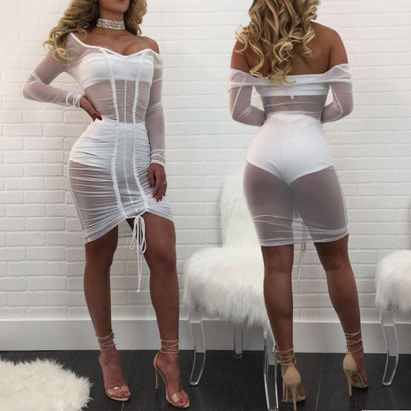 women's blouses & shirts summer women arrival long sleeve bandage bodycon mesh deep v-neck backless solid blouse, White
women's blouses & shirts summer women arrival long sleeve bandage bodycon mesh deep v-neck backless solid blouse, White