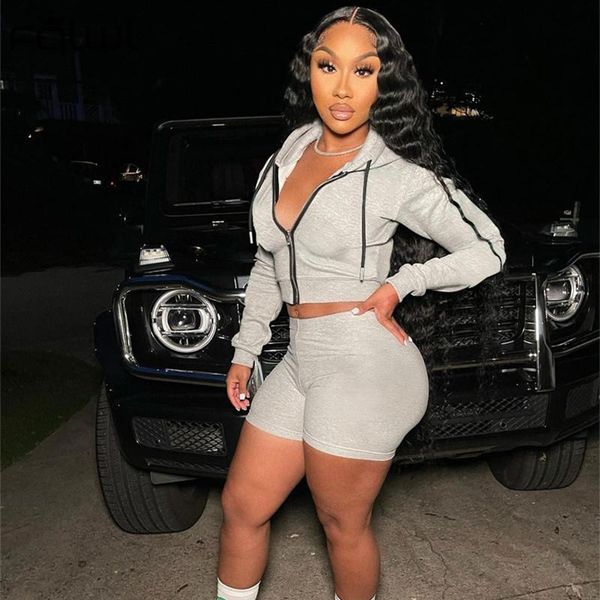 women's tracksuits fqlwl autumn streetwear 2 two piece sets womens tracksuit outfits hooded zipper long sleeve crop skinny shorts fema, Gray
women's tracksuits fqlwl autumn streetwear 2 two piece sets womens tracksuit outfits hooded zipper long sleeve crop skinny shorts fema, Gray