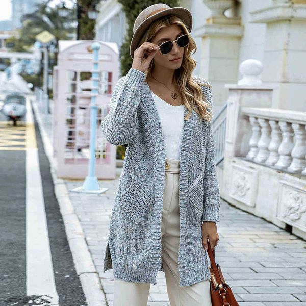 women's thermal sweater 2021 solid color knitted long loose cardigan, White;black
women's thermal sweater 2021 solid color knitted long loose cardigan, White;black