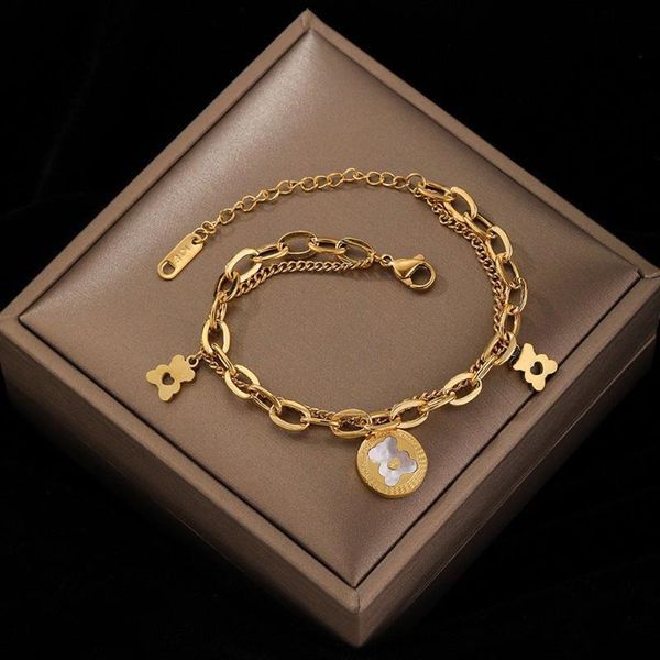 link, chain hip-hop fashion and personality rock bimetal cute teddy bear lady bracelet, temperament contracted girls party jewelry gifts, Black
link, chain hip-hop fashion and personality rock bimetal cute teddy bear lady bracelet, temperament contracted girls party jewelry gifts, Black