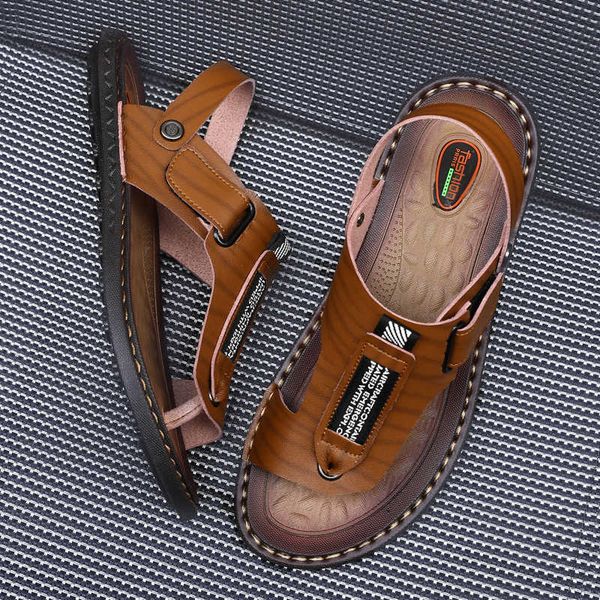 new summer 2019 male outdoor slippers comfortable casual leather men breathing beach shoes sandals plus size 38 ~48, Black
new summer 2019 male outdoor slippers comfortable casual leather men breathing beach shoes sandals plus size 38 ~48, Black