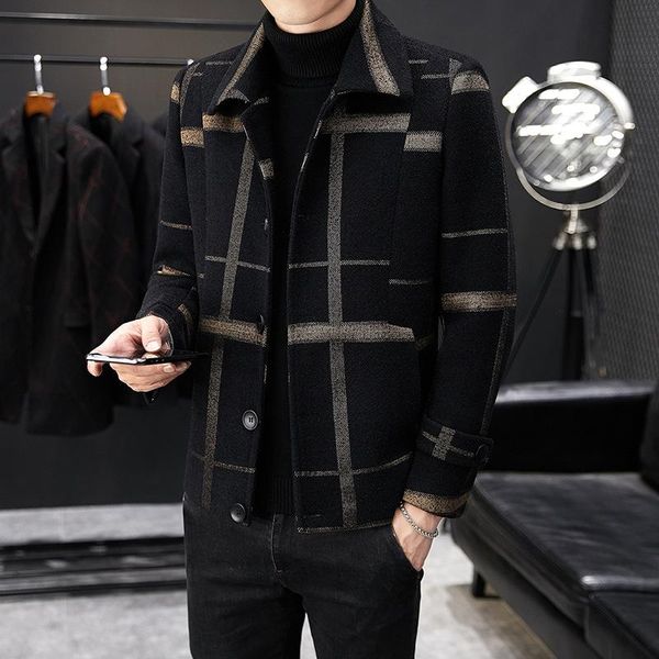 men's wool & blends and winter short nizi windbreaker lapel jacket woolen coat youth korean version handsome plaid fashion, Black
men's wool & blends and winter short nizi windbreaker lapel jacket woolen coat youth korean version handsome plaid fashion, Black