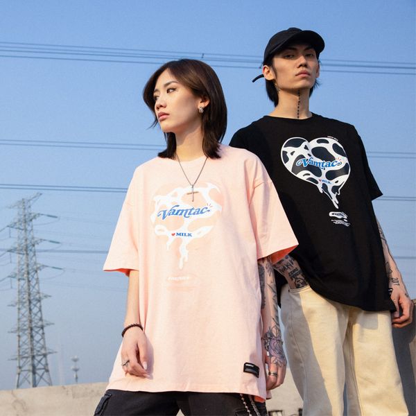 vamtac 2021 new street style heart shaped letter printing fashion brand couple loose round neck short sleeve, White;black
vamtac 2021 new street style heart shaped letter printing fashion brand couple loose round neck short sleeve, White;black