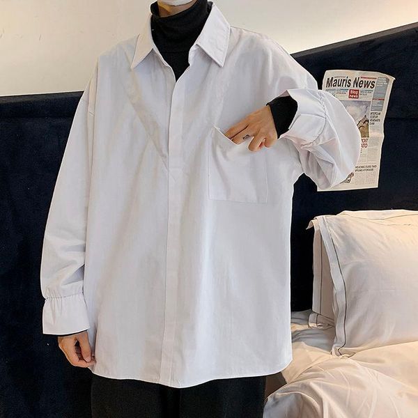 autumn high collar shirt men's fashion solid color casual dress shirt men streetwear wild loose korean long sleeve shirts mens, White;black
autumn high collar shirt men's fashion solid color casual dress shirt men streetwear wild loose korean long sleeve shirts mens, White;black