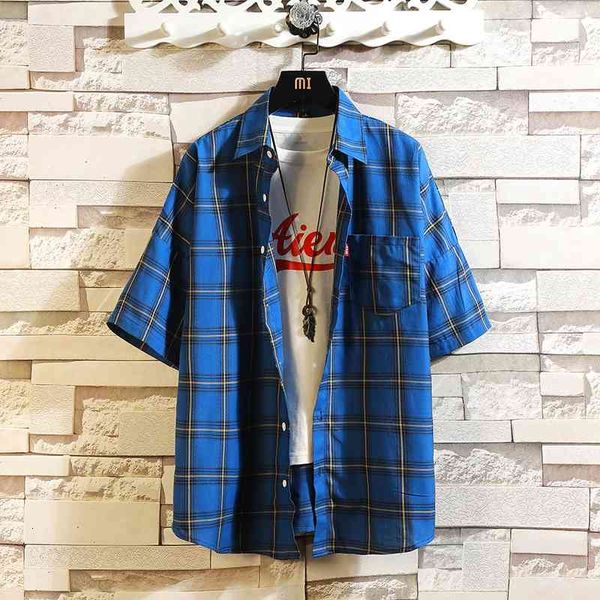 men's casual shirts summer plaid male short sleeve loose cotton large size leisure outwear 5xl ud1g, White;black
men's casual shirts summer plaid male short sleeve loose cotton large size leisure outwear 5xl ud1g, White;black