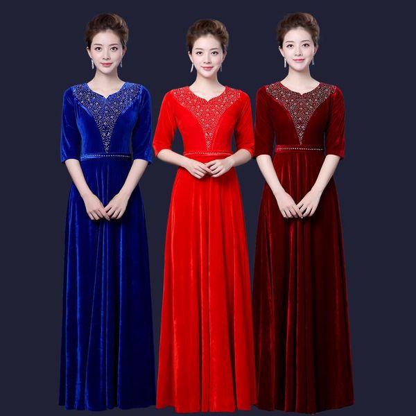 casual dresses velvet chorus costume evening gown women's long dress performance clothing middle-aged stage, Black;gray
casual dresses velvet chorus costume evening gown women's long dress performance clothing middle-aged stage, Black;gray
