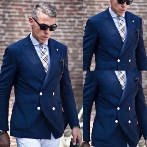 men's suits & blazers 2021 navy blue jacket with white pants wedding for men double-breasted blazer business tuxedos groom groomsmen dr, White;black
men's suits & blazers 2021 navy blue jacket with white pants wedding for men double-breasted blazer business tuxedos groom groomsmen dr, White;black
