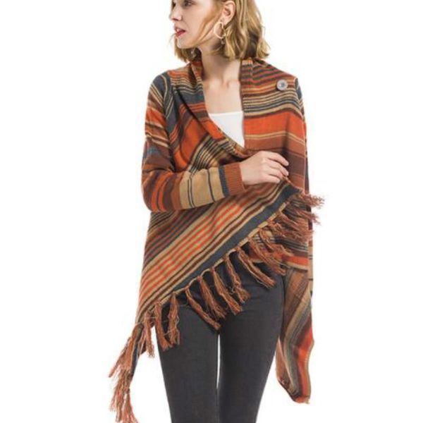 women's sweaters chic long striped fringed knitted sweater irregular jacket tassels coat sleeved scarf collar cardigan splicing outwear, White;black
women's sweaters chic long striped fringed knitted sweater irregular jacket tassels coat sleeved scarf collar cardigan splicing outwear, White;black