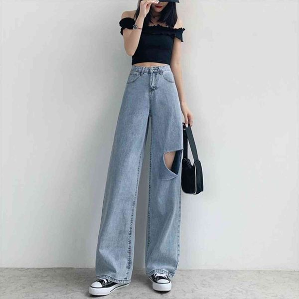 retro fashion harajuku high women jean waisted wide leg simple student wild loose ripped summer, Blue
retro fashion harajuku high women jean waisted wide leg simple student wild loose ripped summer, Blue
