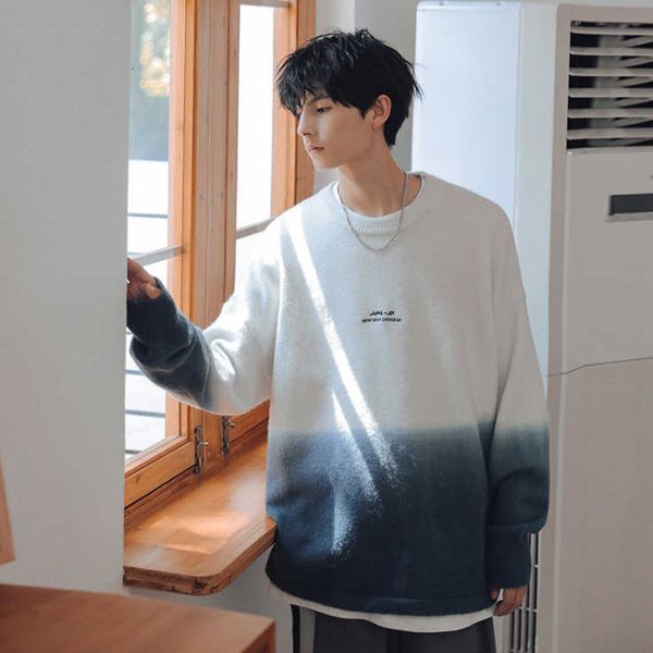 new style men's wear gradient sweater autumn winter male loose boho cozy sweater pullover shirt, White;black
new style men's wear gradient sweater autumn winter male loose boho cozy sweater pullover shirt, White;black