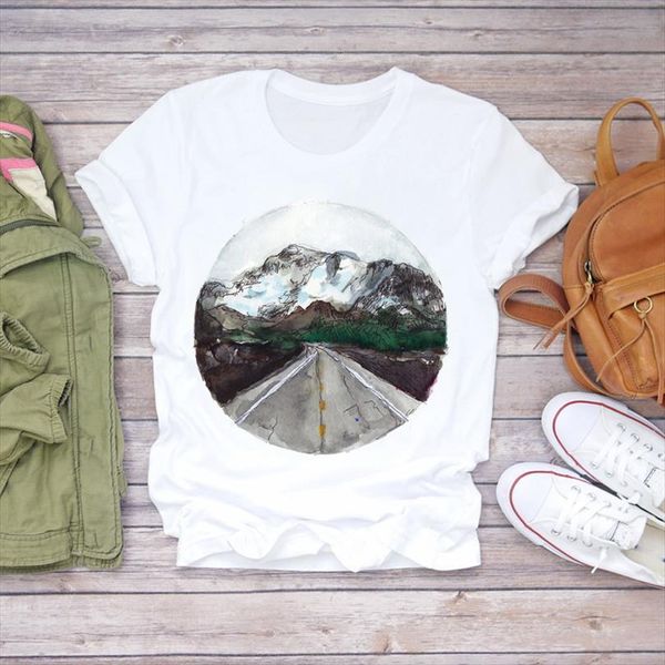 and women mountain painting 90s mens womens short sleeve fashion print lady graphic female tee, White;black
and women mountain painting 90s mens womens short sleeve fashion print lady graphic female tee, White;black