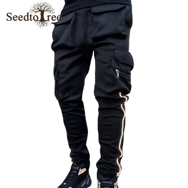 men's pants spring and autumn sports men casual loose straight reflective running training, Black
men's pants spring and autumn sports men casual loose straight reflective running training, Black