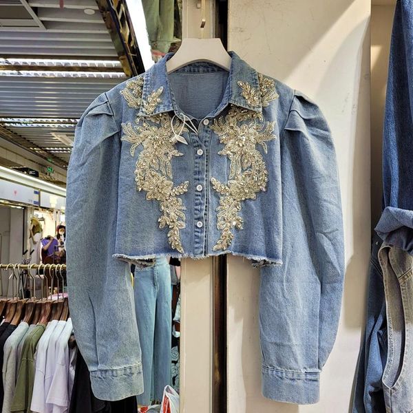 women's jackets fall jacket women 2021 loose fashion short denim coat for exquisite rhinestone long sleeve jeans crop outwear, Black;brown
women's jackets fall jacket women 2021 loose fashion short denim coat for exquisite rhinestone long sleeve jeans crop outwear, Black;brown