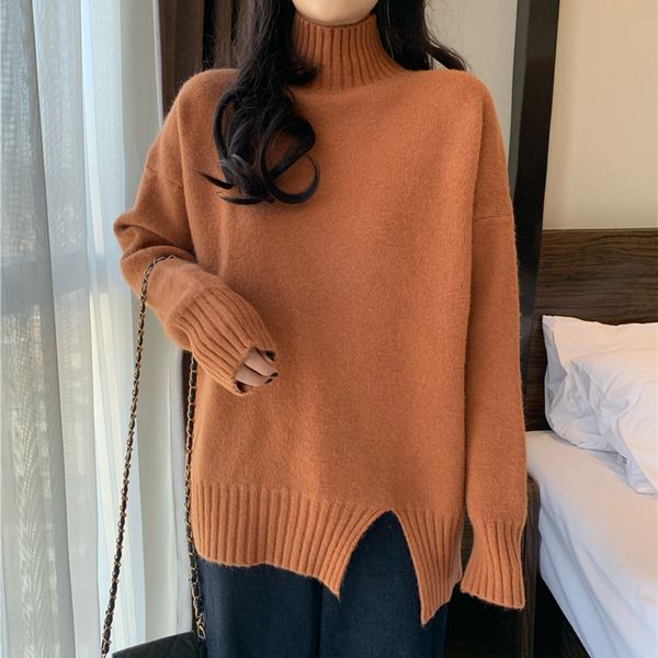 turtleneck sweater women solid casual knitted pullovers slit ribbed vintage fashion korean 2021 long sleeve jumpers, White;black
turtleneck sweater women solid casual knitted pullovers slit ribbed vintage fashion korean 2021 long sleeve jumpers, White;black